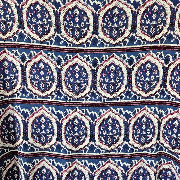 Moulinette Soeurs Ruched Column Dress Size XL Blue Medallion Motif Anthropologie - Picture 10 of 10